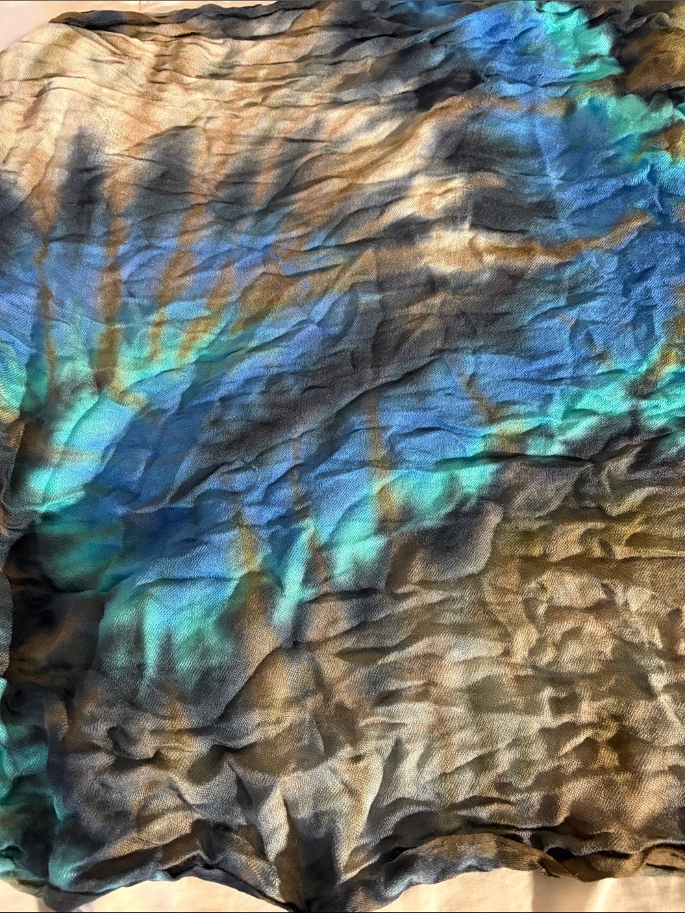 Brightly Twisted Tie Dye Fringed Shawl / Scarf - Picture 5 of 5